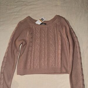Pink Cable Knit Crew Neck Sweater BRAND NEW